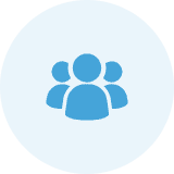 Blue group icon on light background.